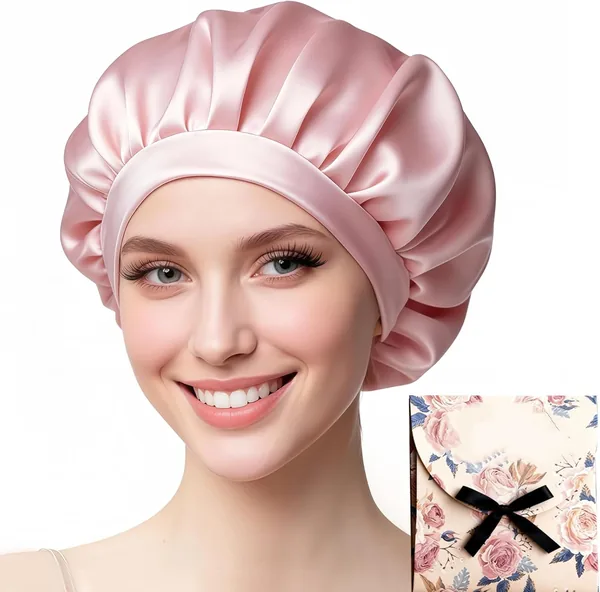 AquaAria 22 Momme 100% Soie de Mouche Cap de Nuit, Casque Satin pour Cheveux, Doux et Anti-Glissade, pour Cheveux Longs et Courts – Meilleur Prix
