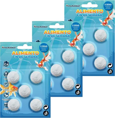 AreaAnimal – Comida para Peces de Vacaciones, 15 Compresas Alimenticias para Peces, Pills para el Fin de Semana de 3 Días, Alimento Natural para Peces Ornamentales