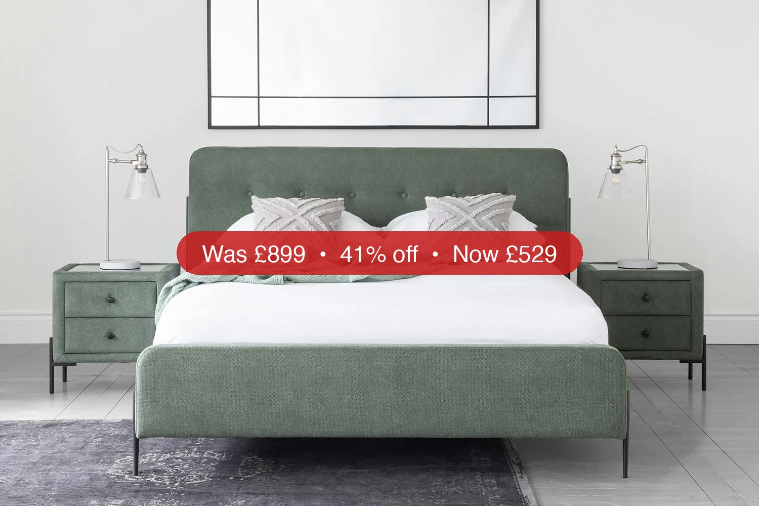 Arnold Bed Frame | Double | 4ft6 | Green – 41% Off