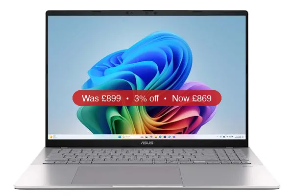 ASUS Vivobook S16 S3607 16″ Snapdragon X | 16GB | 512GB | Cool Silver | Qualcomm Adreno – 3% Off