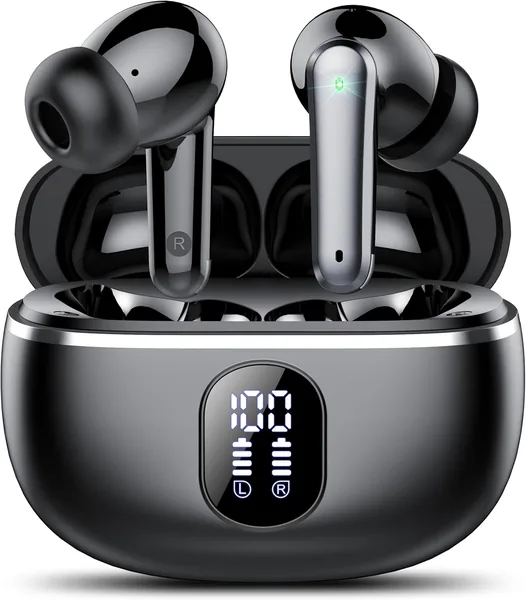 Auriculares Bluetooth Inalámbricos, Bluetooth 5.4, 4 Micrófonos HD con Reducción de Ruido ENC, 50h con Bajo HiFi, Azul