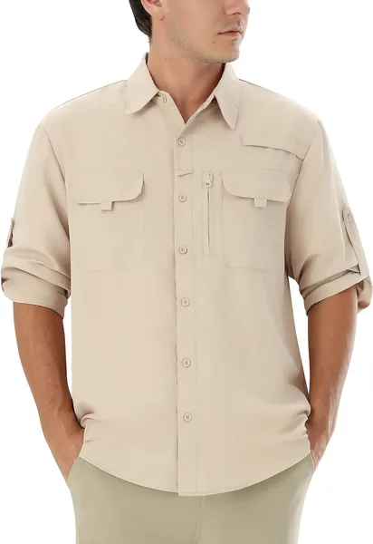 Autsel Camisa Hombre Casual Outdoor para Pesca y Senderismo, Camisa de Protección Solar UPF 50+ con Secado Rápido, Camisa Téc. Best Deal