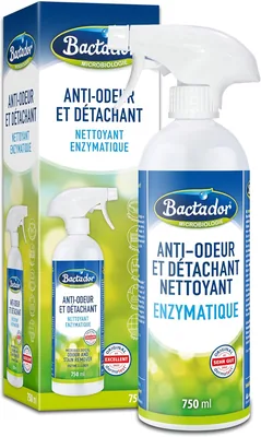 Bactador Anti-Odour et Microscopique Supprimeur de Taches 750 ml – Spray – Neutraliseur d’Odeurs Microbiologiques et Nettoyant Enzymatique
