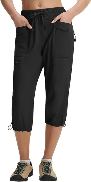 Baleaf Damskie Spodnie Trekkingowe, Długość do Kolan, Ochrona przed Promieniowaniem UV, Spodnie Cargo, Spodnie Outdoorowe, Sp (PLN 9.99)