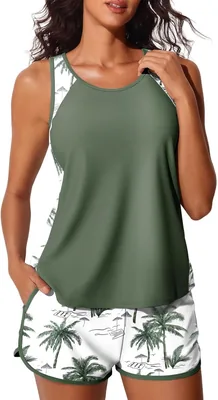 Bañador de Dos Piezas BPDDKA para Mujer con Protección Solar UPF 50+, Bolsillos Deportivos, Ideal Playa