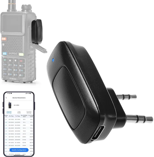 BAOFENG A1D Dra less Programmeringsadapter, BT App Radio Programmeerunit för Baofeng UV-5R, GT-5R Mini, UV-5RM Plus, BF-888S