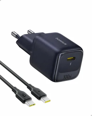 Baseus Ładowarka USB-C 100W – Kompaktowa ładowarka GaN z kablem, szybkie ładowanie PD dla MacBook i iPhone