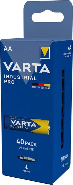 Baterías VARTA AA, Pack de 40, Pro Industrial, Alkalinas, 1.5V, Paquete de Almacenamiento, Hechas en Alemania [Exclusivo Amazon]