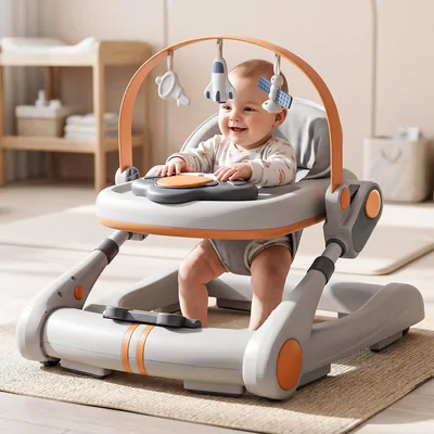 Baybee 2 in 1 Baby Walker – Adjustable & Foldable, Music Toy & Food Tray