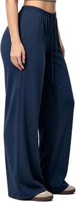 BDVEEZX Pantalones De Yoga para Mujer, Pantalones Elasticos con Control Abdominal y Cordón de Cintura, Pantales Holgados para Ejercicio