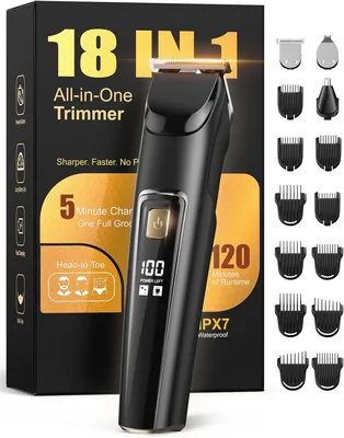 Beard Trimmer for Men, All-in-One Electric Razor & Hair Clipper, Waterproof Cordless Mustache Groomi