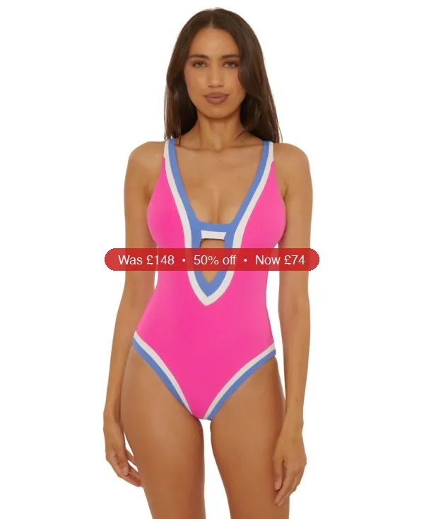 Becca Women’s Rib Color-Block One-Piece Swimsuit – 50% Off