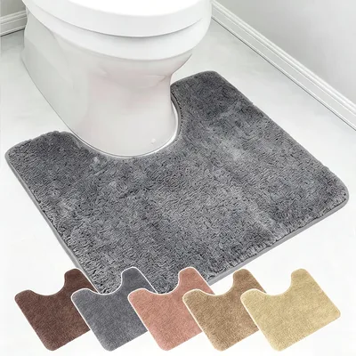 BEGD トイレマット、U字型、洗える、吸収性、速乾、滑り止め、スタイリッシュ、スカンジナビア風ふわふわ、高水分吸収