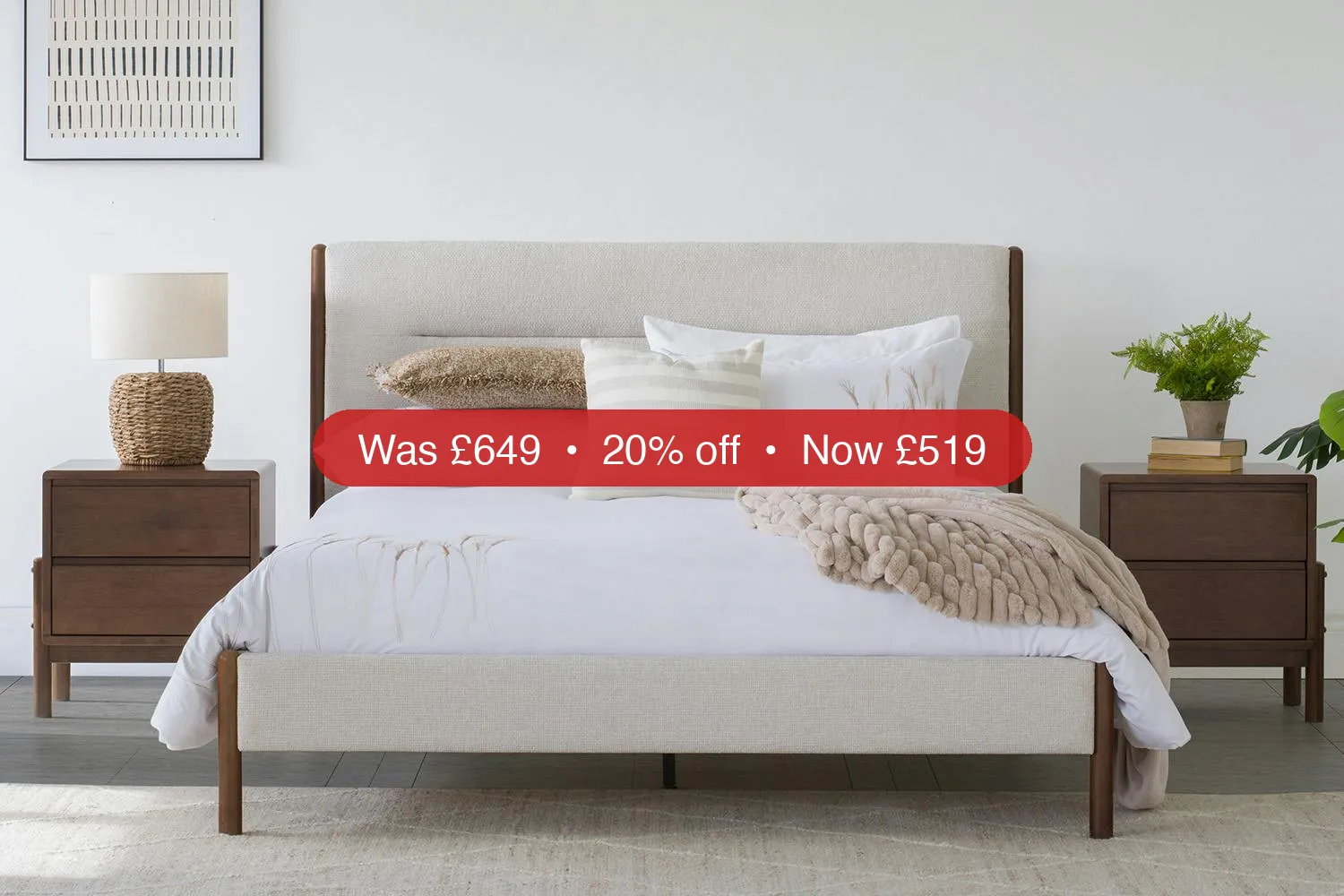 Bella Bed Frame | Single | 3ft | Cream – 20% Off