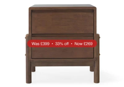 Bella Bedside Table | 2 Drawer | Deep Brown - 33% Off in Ireland