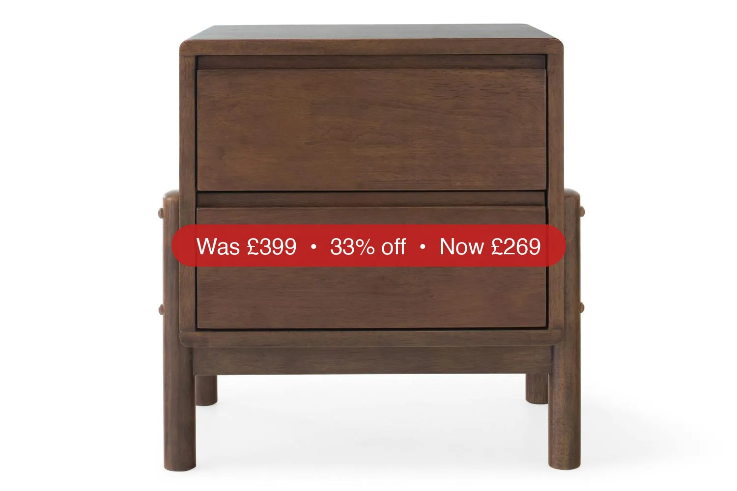Bella Bedside Table | 2 Drawer | Deep Brown – 33% Off
