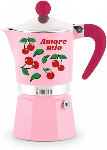 Bialetti Amore Mio Rainbow 3-Cup Moscow Pot, Red med Körnsoffor, Aluminium, 130 ml, Manuell Espressobränsing – Best Price