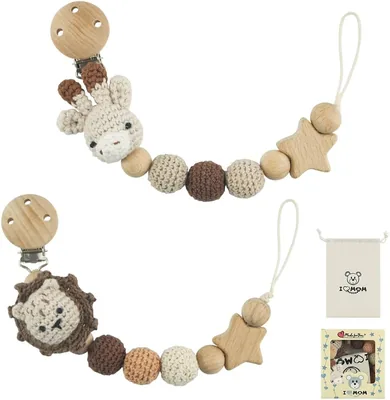 Bibs Schnullerkette Hirsch Löwe Handgemachte BPA-Frei Langlebige Schnullerkette aus Holz | Best Deal