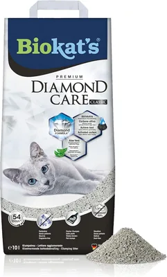 Biokat’s Diamond Care Classic med Parfymformel – Fin kattlittra med Aktiverad Carbon och Aloe Vera – 1 Paket (1 x 10 L)