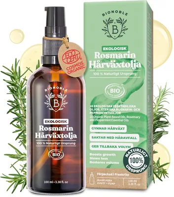 BIONOBLE Organisk Rosmarieol för här – Förmårsknack & Minskar Hårloss – Rosmarie Essentiell Olja, Ricino, Argan och Jojo, 15% Avslappnad