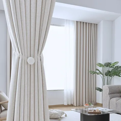 Blackout Curtains Set 2 Panels Grommet Light Beige 130x250cm