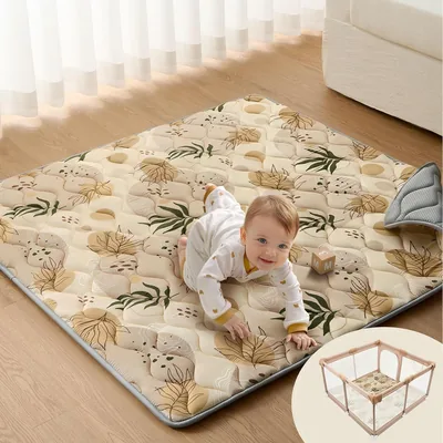 Blissful Diary Krabbeldecke für Babys 127 x 127 cm – Waschbares, rutschfestes Spielzeug-Teppich