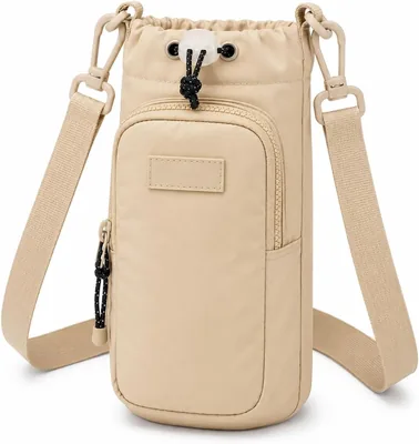 Bolsa Porta Garrafa com Alça Ajustável e Bolso para Celular | Suporte para Squeeze e Garrafa | Ideal para Caminhada, Academia