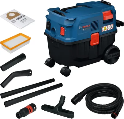 Bosch PRO GAS12-25LS kabellös vätt/törr utvägsafvärv (Plastutstring, platte plötsfilter, 3.5m sukhos, kurvad)