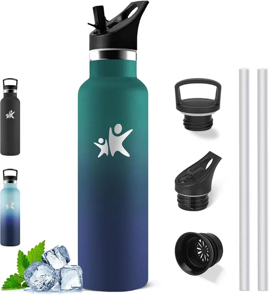 Botella Térmica Mujigaga, Botella de Acero Inoxidable, 1 Litro, Libre de BPA, Botella de Agua con Paja, A Prueba de Fugas, Doble Aislamiento Vácuo