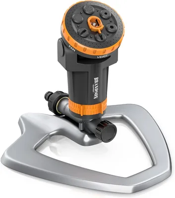Brandson – Gartensprinkler mit Metallbasis – 3/4 Zoll – 6 Sprühmuster – Gesamtoberfläche 200 m² – Einstellbar