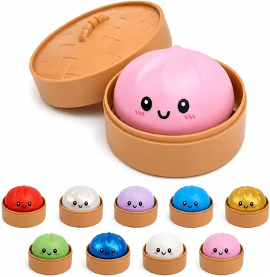 Brinquedo Antistress Squishy Dumpling com Surpresa, Formato Bolinho, Glitter, 9,5 cm, Colecionável – Melhor Preço