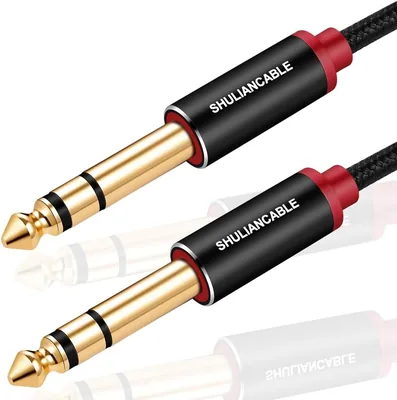 Câble SHULIANCABLE 6.35mm à 6.35mm, Câble TRS Jack pour Guitare, Ampli, Piano, Basse Électrique, Mixeur Enceinte (1M) – Meilleur Prix
