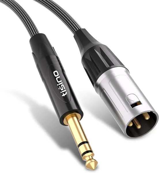 Câble TRS 6,35 mm Tisino vers XLR mâle, câble audio équilibré à nylon tressé