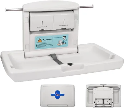 Cambiador de Pañales Horizontal para Bebé Plegable de Pared – Negocio Comercial, Baño Público – 6% de Descuento