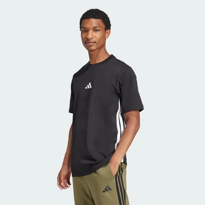 Camiseta Adidas Hombre Essential Three Stripes Single Jersey, Talla M, Negro