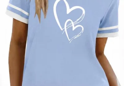 Camiseta de Algodón para Mujer Aottori Manga Corta Cuello Redondeado Impresión de Verano Elegante Suelta Básica in Spain