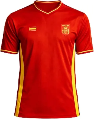 Camiseta de Fútbol Durabol España para Hombres, Rojo y Amarillo, 100% Poliéster, Mangas Cortas, Transpirable, Ideal para Entrenamiento – Mejor Oferta