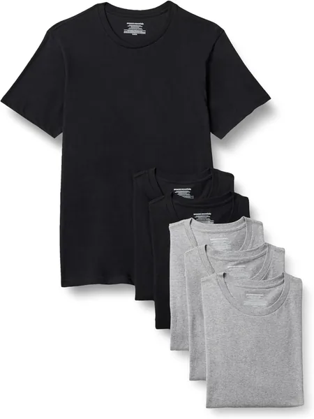 Camisetas de manga corta para hombre Amazon Essentials, ajustadas, Pack de 6
