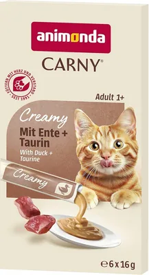 Carny Creamy Adult z kaczką + tauryną 6 x 16 g – Najlepsza cena