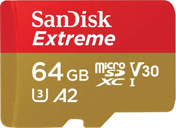 Carte microSDXC SanDisk 64Go Extreme pour Caméras Dash et Drones + Adaptateur SD + RescuePRO Deluxe jusqu’à 170 Mo/s avec A2 App, UH – 38% de réduction