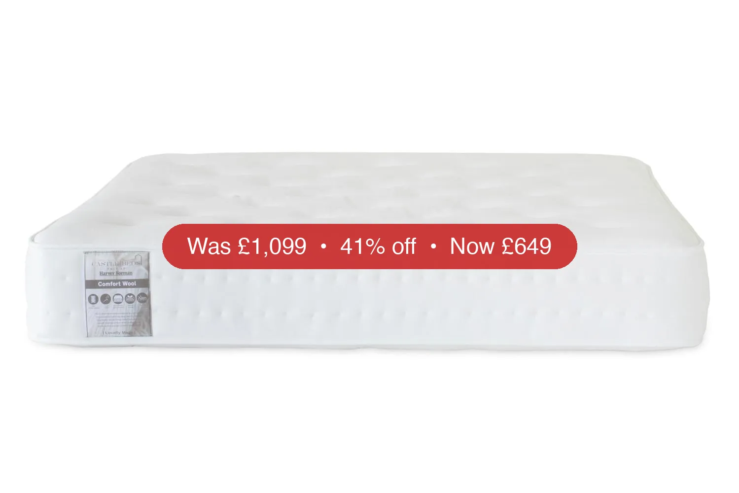 Castlebeds | Comfort Wool Mattress | Double | 4ft6 – 41% Off