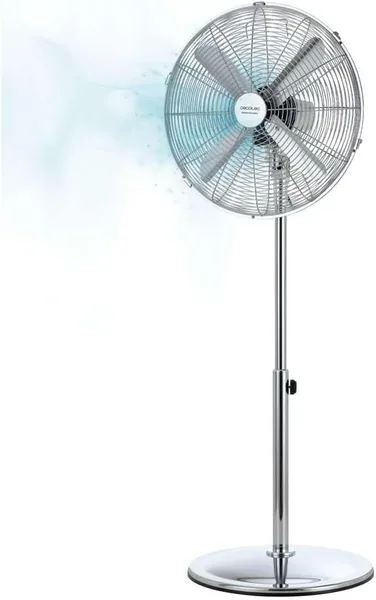 Cecotec EnergySilence 620 – Ventilateur à pied rétro, 50 W, chrome, 16″ avec 4 pales, 3 vitesses, oscillant
