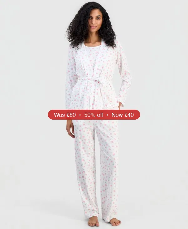 Charter Club Women’s 3-Piece Cotton Pajama Set – 50% Off