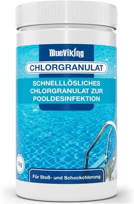 Chlorin Granulat 1 kg – Schockchlorung & Einmalgebrauch, Schnell löslich, 55 % aktives Chlor, pH-neutral, Kalkanhafter