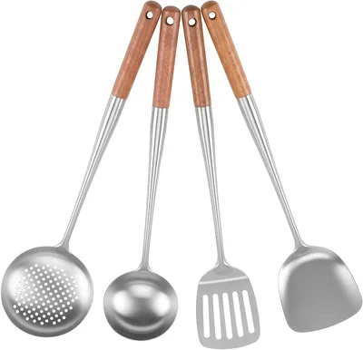 CHUIFAI 4 Piece Stainless Steel Wok Spatula Set, Dishwasher Safe