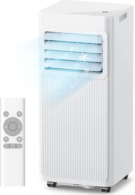 Climatiseur mobile 4 en 1 de 7000 BTU, ventilateur et déshumidificateur silencieux avec minuteur 24h – Kit d’évacuation et joint pour fenêtres – Best Deal