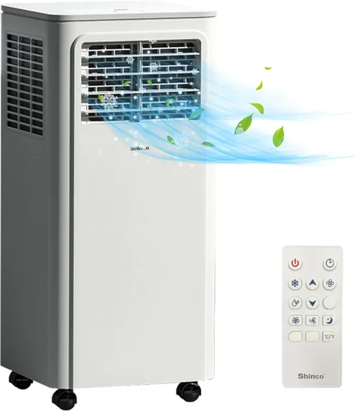 Climatiseur mobile SHINCO 7000BTU 3-en-1, climatisation, déshumidificateur, ventilateur, mode veille, 2.1Kw, télécommande – Meilleure Offre