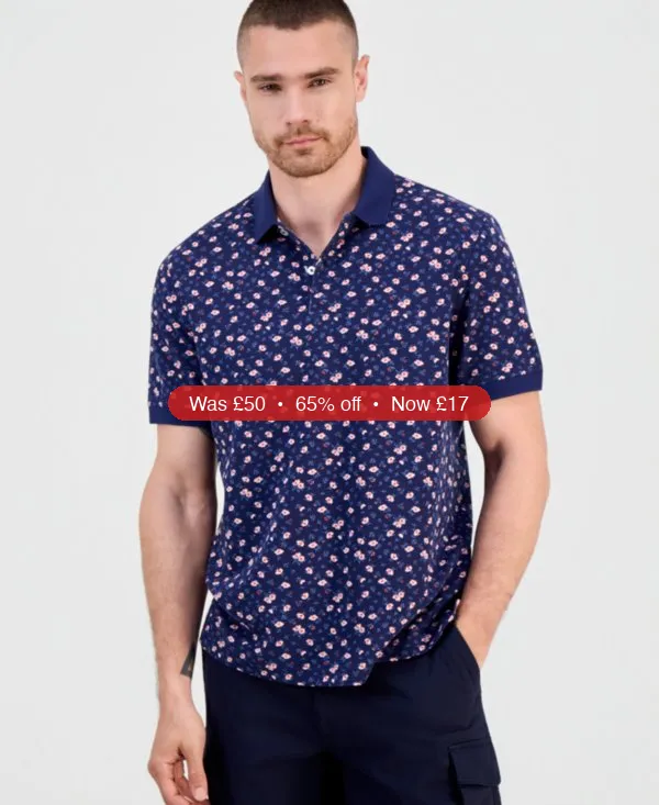 Club Room Men’s Printed Pique Polo Shirt – 65% Off