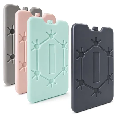 com-four® 4er Set Ultra Flache Eispackungen – Platzsparend und ideal für Kühlbox und Coolbag, Kühlelemente in Trendoptik
