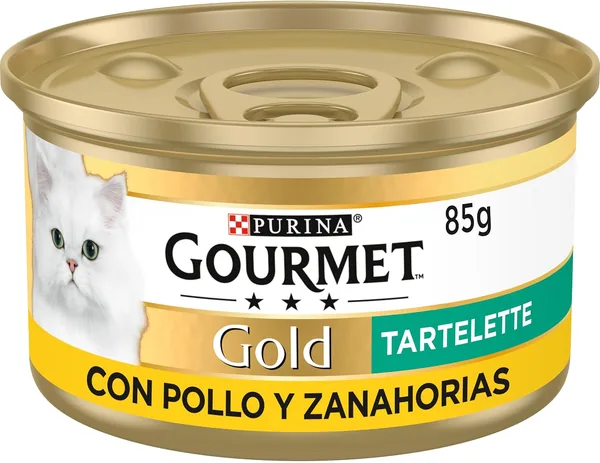 Comida húmeda para gatos GOURMET Gold Tartelette, Pate de pollo y zanahorias, Pack de 24 latas de 85g – Mejor Oferta
